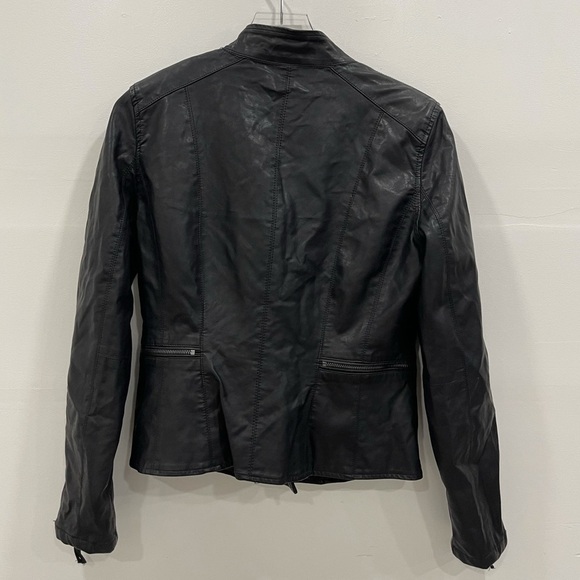Black NYC Vegan Moto Leather Jacket Full Zip Black Medium - Picture 7 of 14